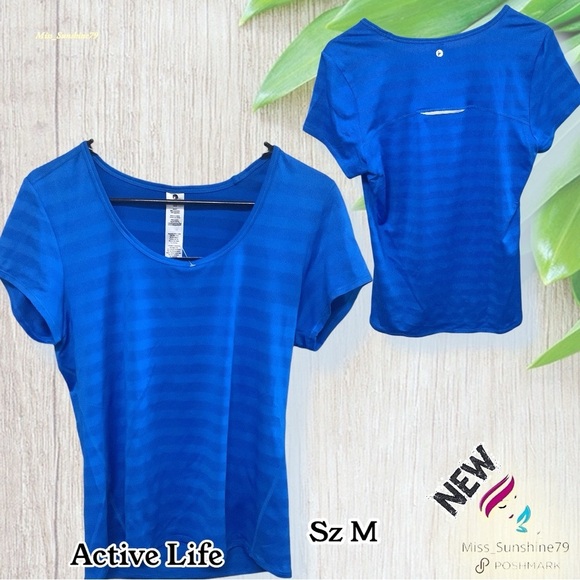 Active Life NEW - Sz M - Lightning Blue meshy-ish Gym work out cover sport shirt - Picture 1 of 7